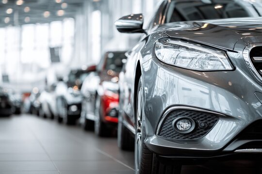 Luxury Automobiles Displayed in Dealership Showroom, Featuring Modern Car Designs and Sleek Aesthetics