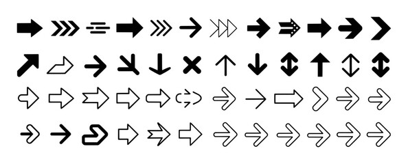 Collection of Diverse Arrow Icons and Symbols