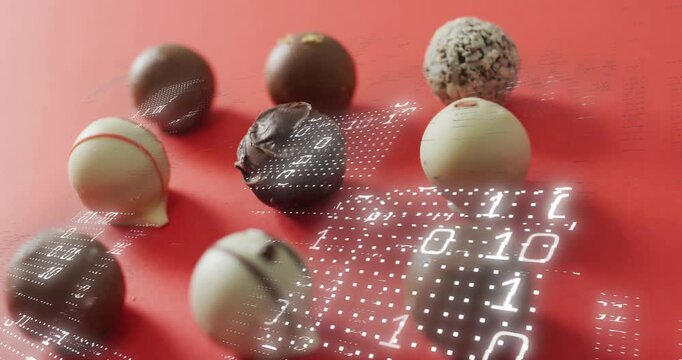 On grid activation chocolate cluster undergoing binary scanning highlighting truffle data mapping