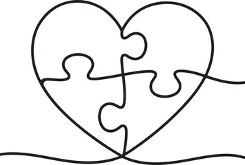 Heart Puzzle A Symbol of Love, Connection, and Wholeness, Illustrated in Simple Lines