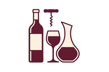 Wine bottle, glass, and decanter arranged on a table for a cozy evening gathering with friends or family