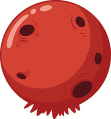 Red planet illustration, cartoon Mars design, simple 2D space artwork, astronomical object drawing, cosmic background, celestial body with craters, vector graphic