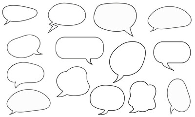 Speech Bubble Line Art Vector Set – Hand Drawn Chat Balloon Outline Icons for Design