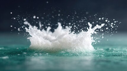 Dramatic Macro Shot of Splashing Water with Frozen Motion Against Dark Background
