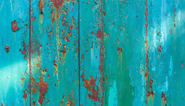 Textured rusty metal sheet with paint remains