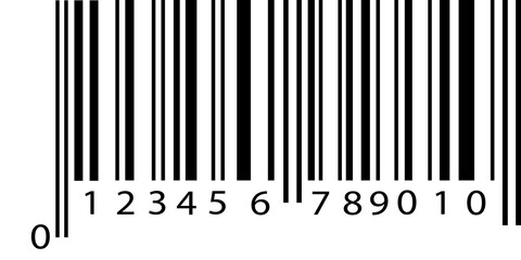 Black barcode and line graphics on a label with information like made in China and made in Canada showing country of origin for business and retail sales