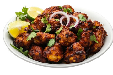 Traditional masala fried chicken isolated on transparent background