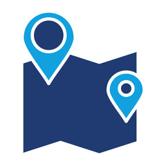 Map Flat Blue Icon