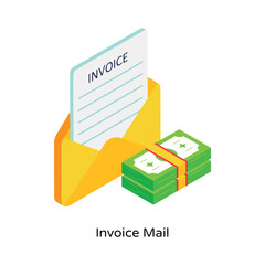 Invoice Mail Isometric Vector Illustration