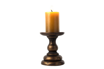 Classic pillar candle isolated on transparent background