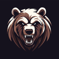 Intense Grizzly Bear Illustration: A fierce grizzly bear illustration, depicted with a striking, imposing presence.