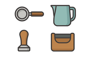 Coffee brewing tools displayed on a clean surface for making perfect espresso drinks at home