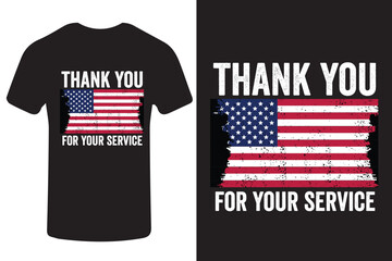 Fototapeta premium Thank You For Your Service T Shirt Design with Distressed American Flag veteran t shirt