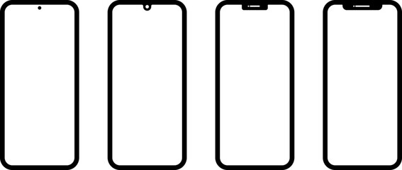 黒地のモノクロの前面から見たスマートフォン