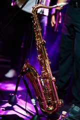 Close-Up of Jazz Musician with Saxophone