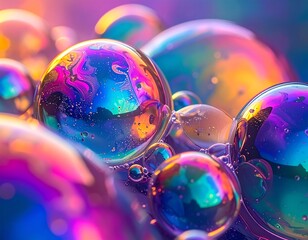 Colorful bubble cluster macro