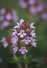 Pink Flowering Plant with Small Blooming Clusters in Natural Garden Setting