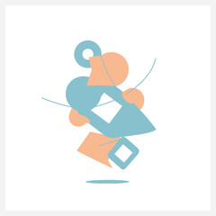 Abstract geometric composition with pastel shapes and dynamic lines, minimalist design, modern art
