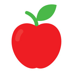 A fresh red apple vector illustration with a green leaf, symbolizing healthy and delicious natural fruit