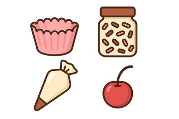 Decorate your desserts with colorful sprinkles, cherry, and pastry supplies for a fun baking session