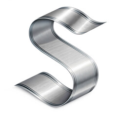 Metallic Fold Curve, sculptural metallic fold curve for premium decorative use. Composition: folded chrome-like ribbon forming a flowing S-curve