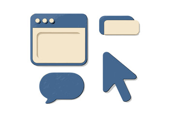 Colorful digital interface design elements arranged on a plain background for modern user interface development