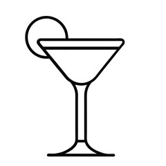 Cocktail Glass with Lemon Slice Vector Icon