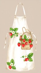 Strawberry apron, floral design