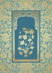 wedding card design, paisley floral pattern , India	