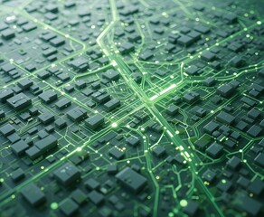 Smart city digital network and urban circuit board technology connection