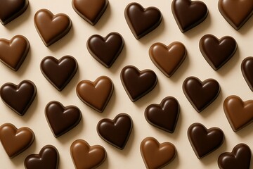 Fototapeta premium A Confectionery Heart Affair: A luscious array of handcrafted chocolate hearts, each one a testament to pure confectionery art.