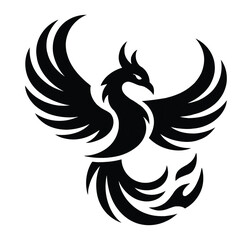 Obraz premium Elegant luxury phoenix logo concept in golden vector design, symbol of rebirth, strength, and immortality