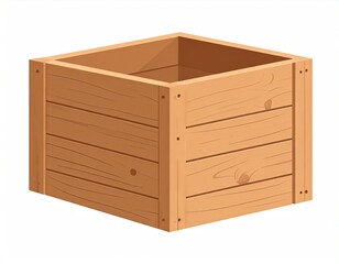 Empty Light Brown Wooden Crate