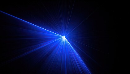Fototapeta premium Blazing blue laser beams radiating outward on black background
