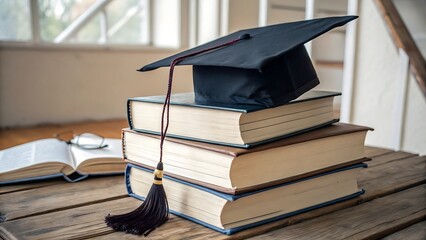 Books Stack: Academic Achievement Concept  on Ai generated by PNG