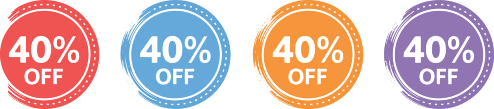 Huge savings event now live with 40 percent discount offer with vibrant colorful sale badges for a limited time promotional marketing campaign