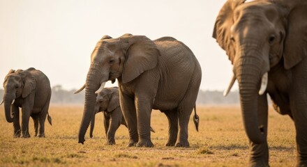 Fototapeta premium African elephants in savanna