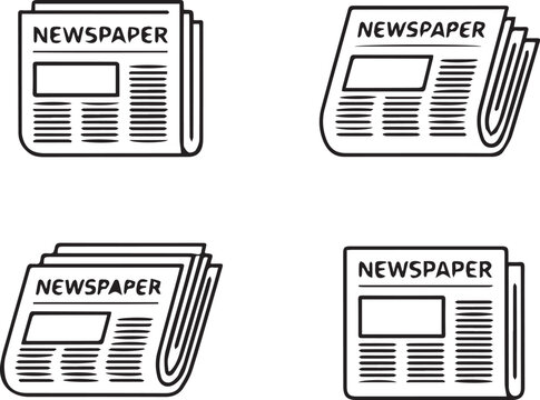 Vector art of four newspaper icons in different perspectives