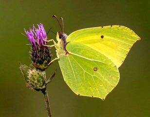 Close-up of a yellow butterfly on a purple flower