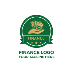 Finance Logo Design with Money and Hand, Business Investment and Banking Icon, Financial Services Branding Template