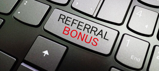 Referrals, geometry banner on yellow background. Refer a Friend. Vector illustration.