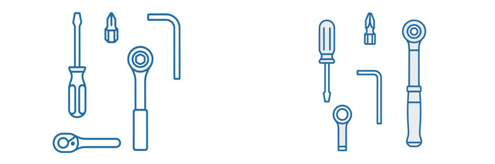 Collection of various hand tools arranged neatly on a flat surface for home improvement and repair tasks