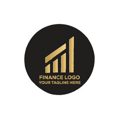 Golden Finance Logo – Business Growth Bar Chart Icon for Banking, Investment and Corporate Branding