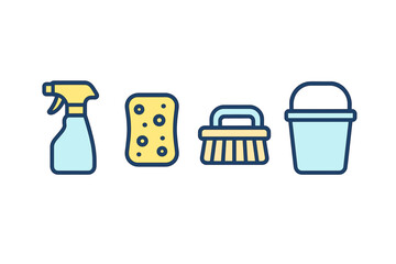 Cleaning tools ready for use on a bright surface in a tidy space during daytime