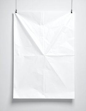 Folded white poster hanging