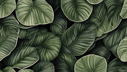 Lush Green Foliage Pattern Background – Botanical Leaf Texture Nature Wallpaper.