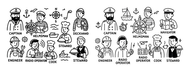 Obraz premium Cartoon Crew Icons