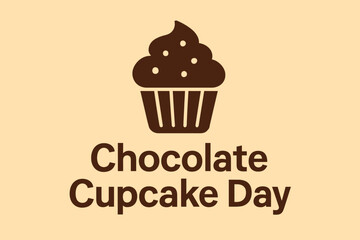 Chocolate Cupcake Day Flat Vector Illustration with Food Icon
