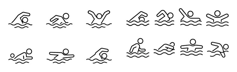 Obraz premium Swimming Icons Grid