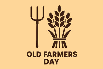 Old Farmers Day Flat Vector Illustration with Agriculture Icons